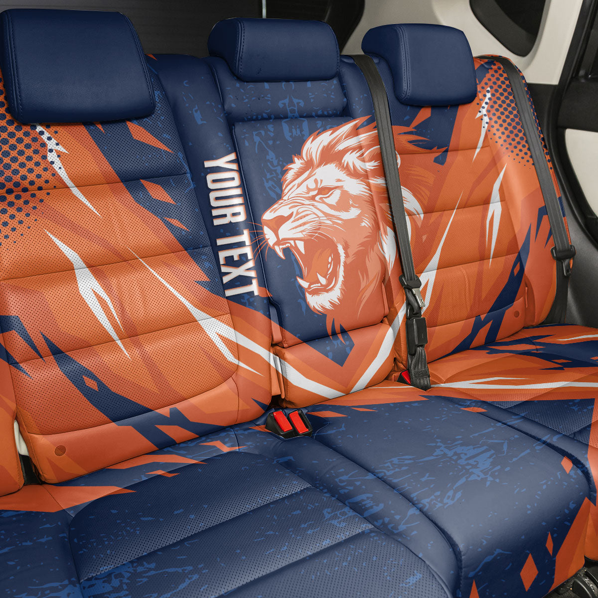Custom Netherlands 2026 Football Back Car Seat Cover Go Oranje Majestic Lion