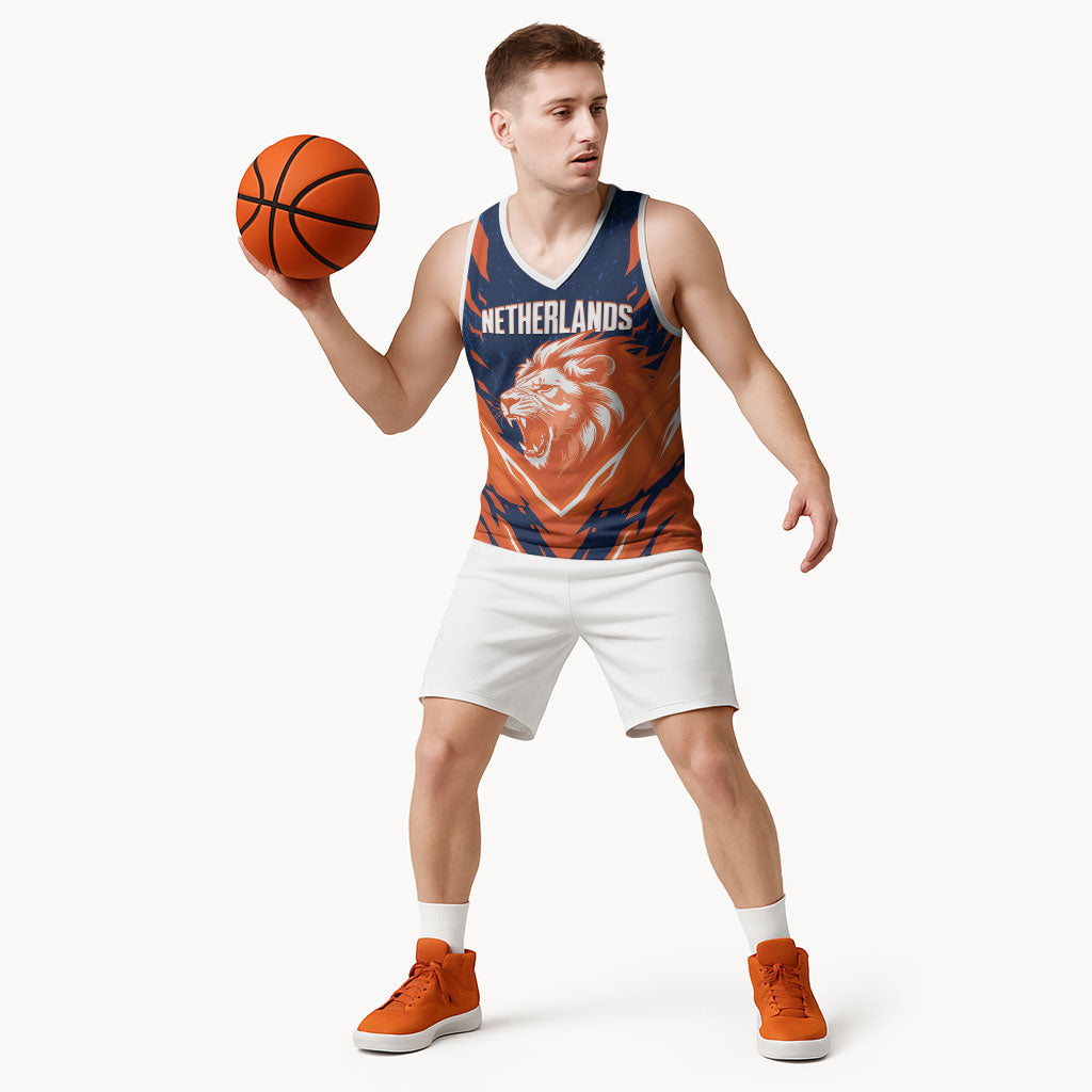 Custom Netherlands 2026 Football Basketball Jersey Go Oranje Majestic Lion