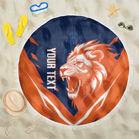 Custom Netherlands 2026 Football Beach Blanket Go Oranje Majestic Lion