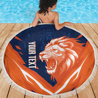 Custom Netherlands 2026 Football Beach Blanket Go Oranje Majestic Lion