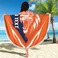Custom Netherlands 2026 Football Beach Blanket Go Oranje Majestic Lion