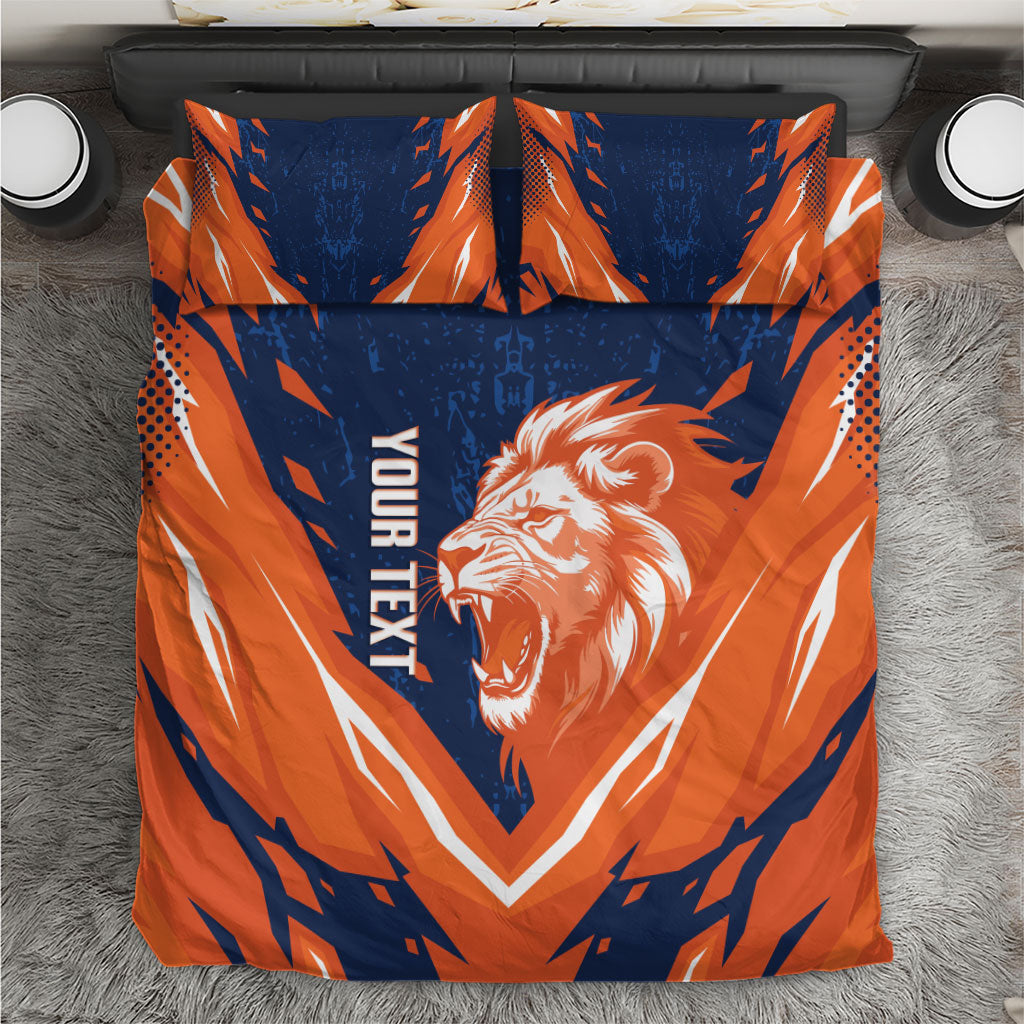 Custom Netherlands 2026 Football Bedding Set Go Oranje Majestic Lion