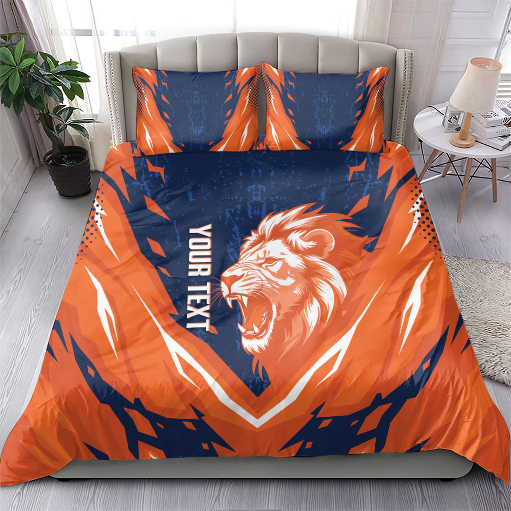 Custom Netherlands 2026 Football Bedding Set Go Oranje Majestic Lion