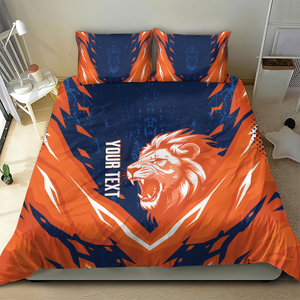 Custom Netherlands 2026 Football Bedding Set Go Oranje Majestic Lion