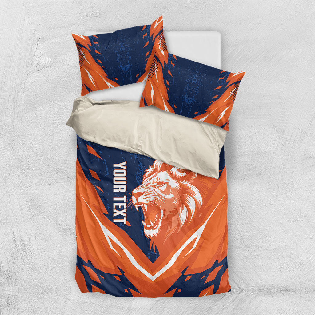 Custom Netherlands 2026 Football Bedding Set Go Oranje Majestic Lion
