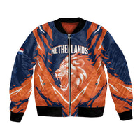 Custom Netherlands 2026 Football Bomber Jacket Go Oranje Majestic Lion