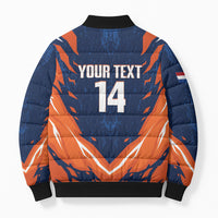 Custom Netherlands 2026 Football Bomber Puffer Jacket Go Oranje Majestic Lion
