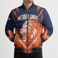 Custom Netherlands 2026 Football Bomber Puffer Jacket Go Oranje Majestic Lion