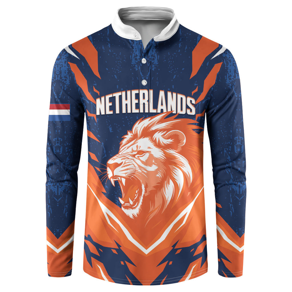 Custom Netherlands 2026 Football Button Sweatshirt Go Oranje Majestic Lion