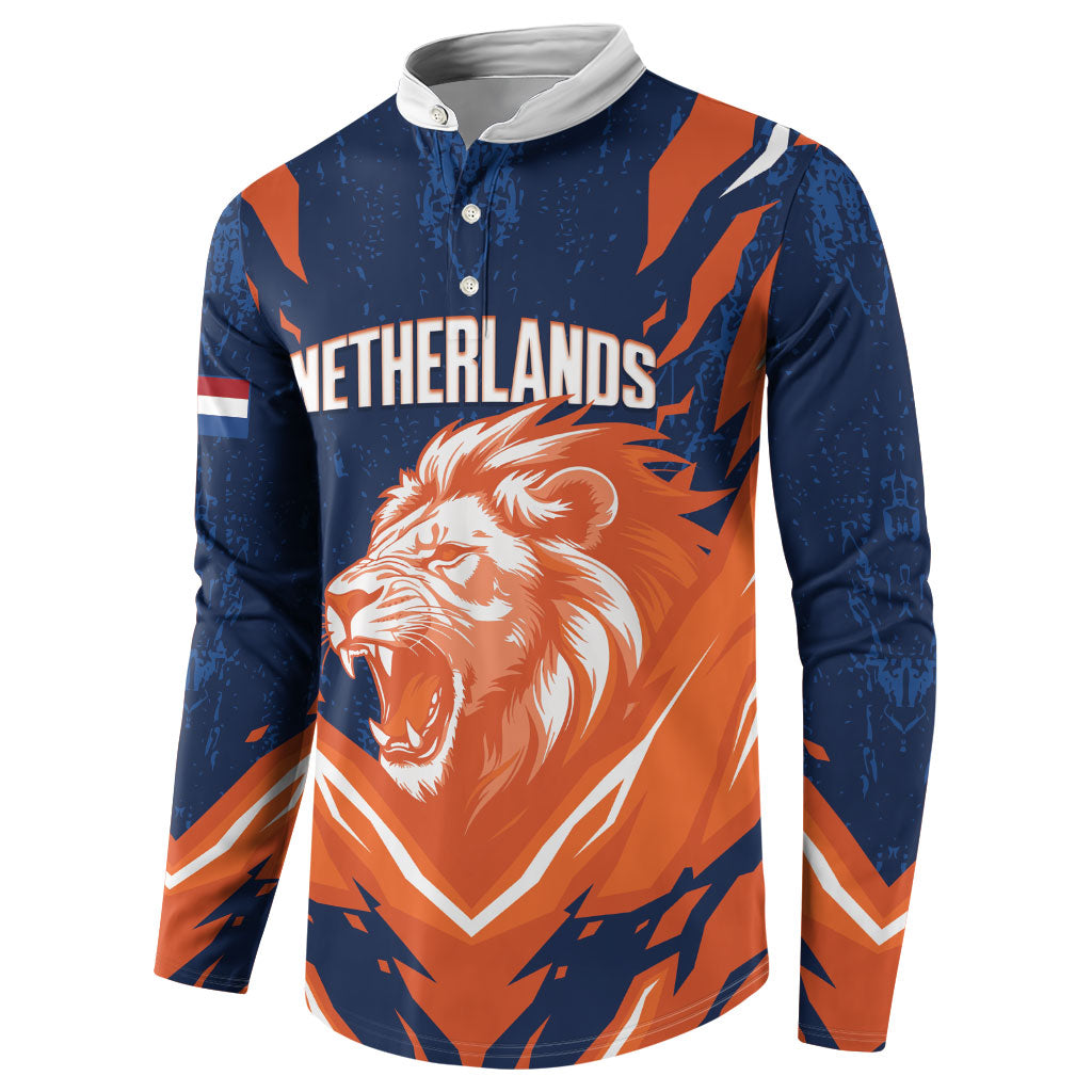Custom Netherlands 2026 Football Button Sweatshirt Go Oranje Majestic Lion