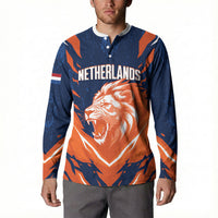 Custom Netherlands 2026 Football Button Sweatshirt Go Oranje Majestic Lion