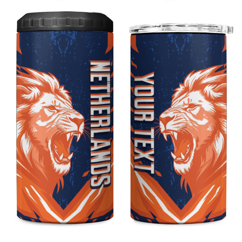 Custom Netherlands 2026 Football 4 in 1 Can Cooler Tumbler Go Oranje Majestic Lion