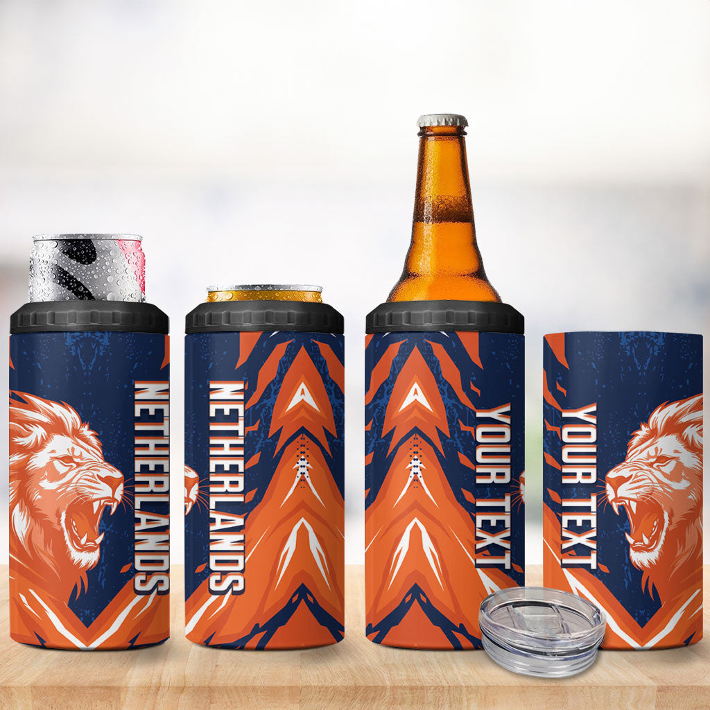 Custom Netherlands 2026 Football 4 in 1 Can Cooler Tumbler Go Oranje Majestic Lion