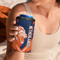 Custom Netherlands 2026 Football 4 in 1 Can Cooler Tumbler Go Oranje Majestic Lion