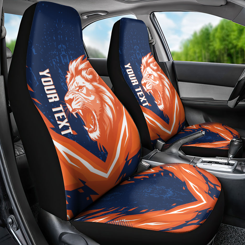 Custom Netherlands 2026 Football Car Seat Cover Go Oranje Majestic Lion