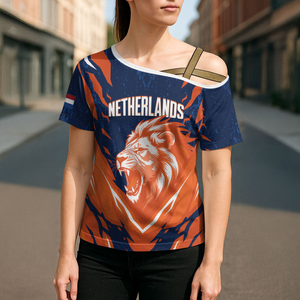 Custom Netherlands 2026 Football Cross Shoulder Shirt Go Oranje Majestic Lion