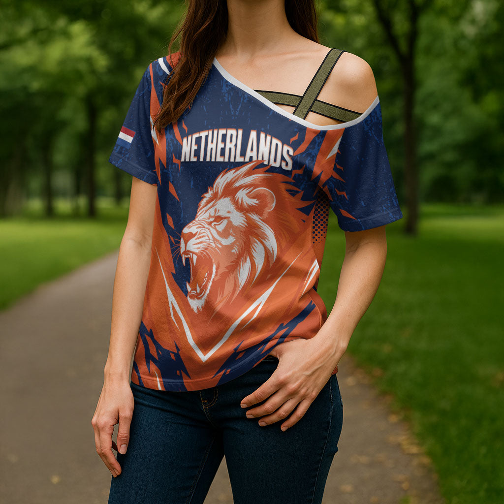 Custom Netherlands 2026 Football Cross Shoulder Shirt Go Oranje Majestic Lion