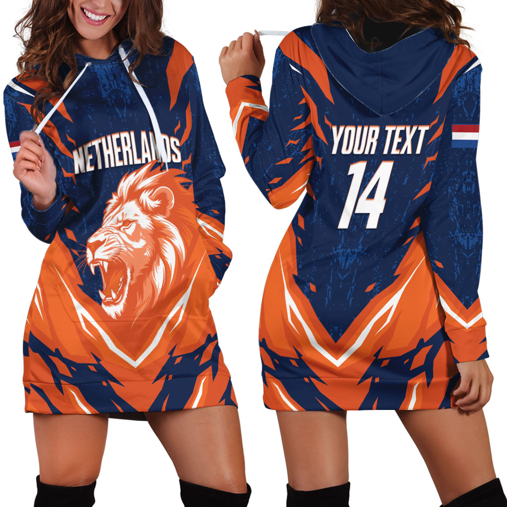 Custom Netherlands 2026 Football Hoodie Dress Go Oranje Majestic Lion