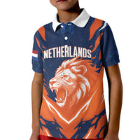 Custom Netherlands 2026 Football Kid Polo Shirt Go Oranje Majestic Lion