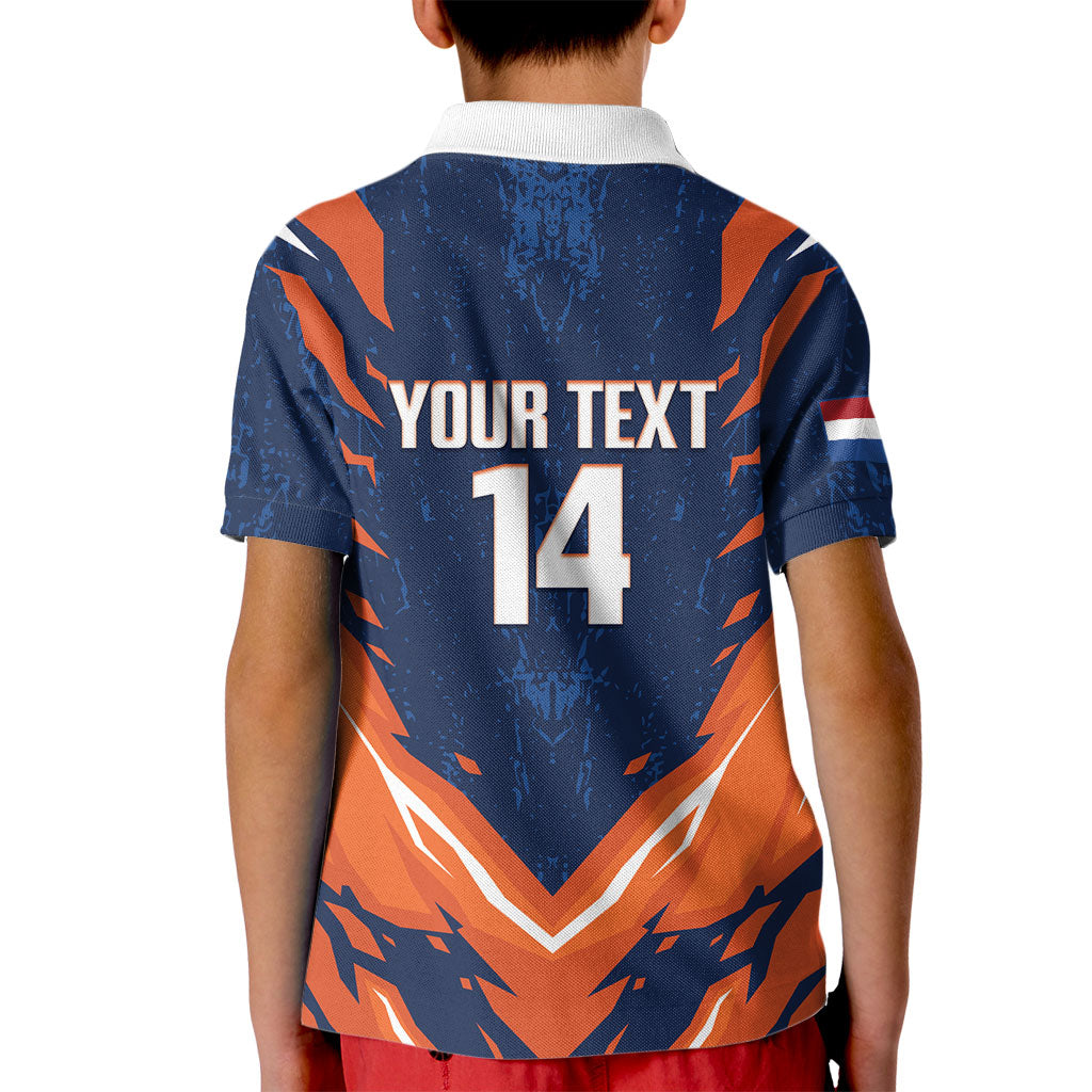 Custom Netherlands 2026 Football Kid Polo Shirt Go Oranje Majestic Lion