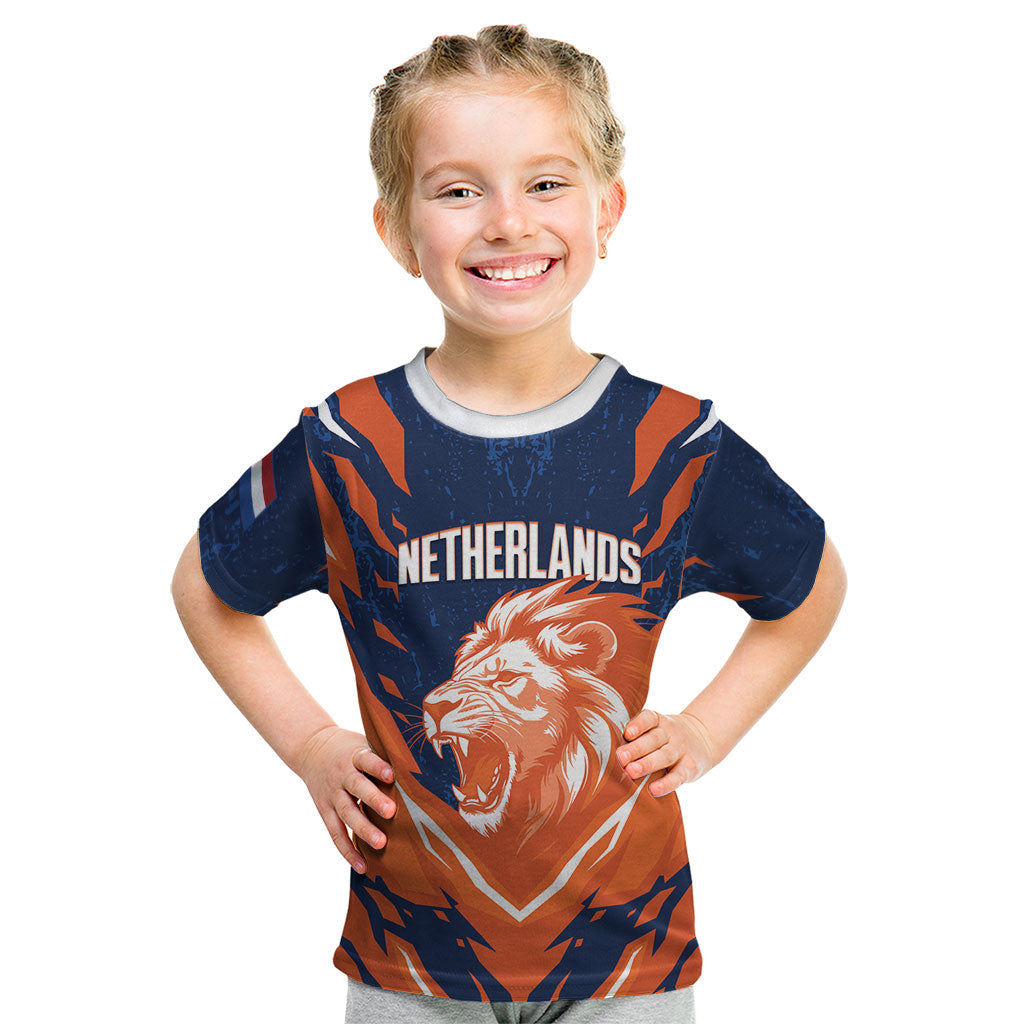 Custom Netherlands 2026 Football Kid T Shirt Go Oranje Majestic Lion