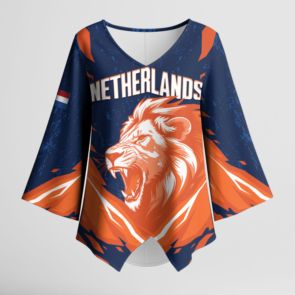 Custom Netherlands 2026 Football Kimono Sleeve Blouse Go Oranje Majestic Lion