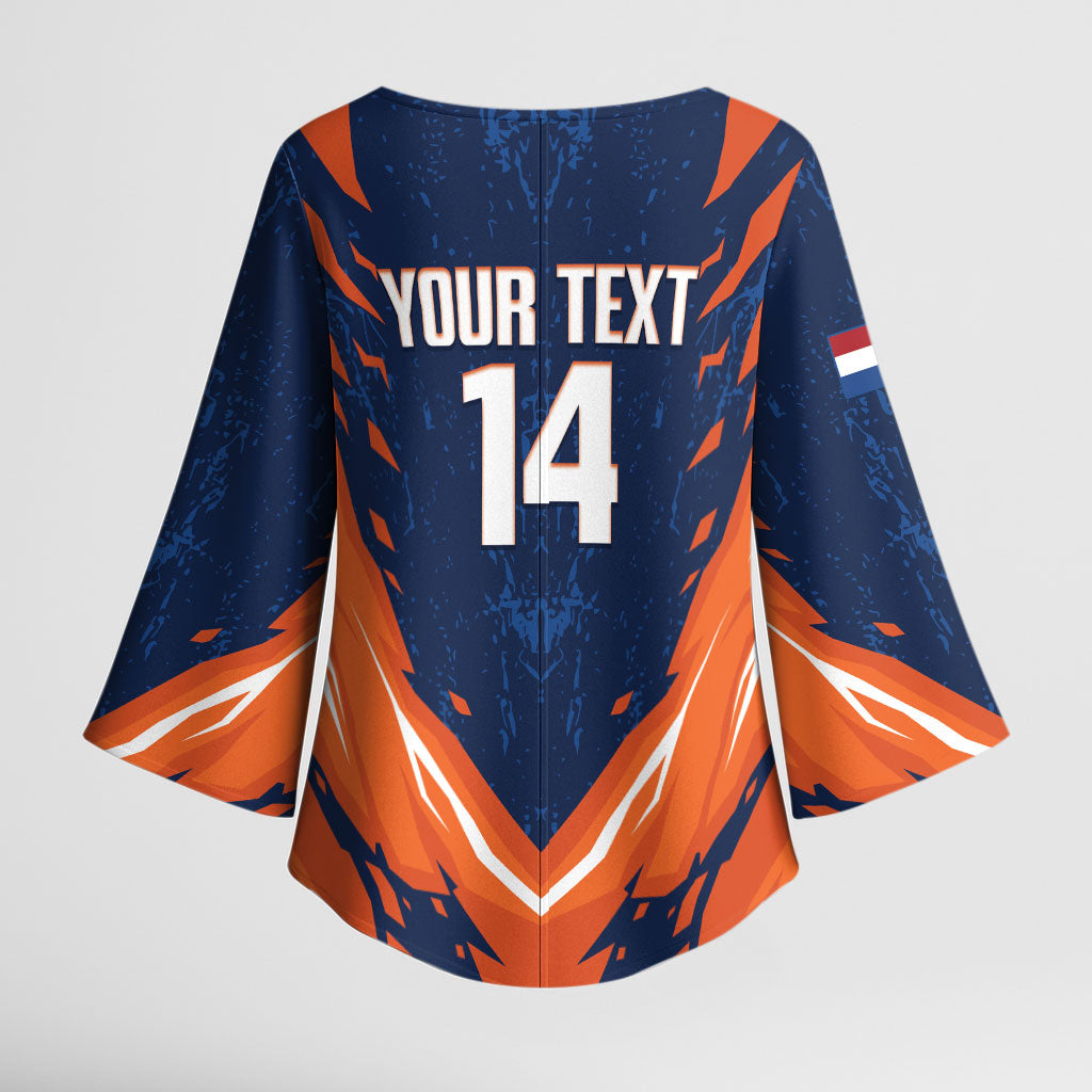 Custom Netherlands 2026 Football Kimono Sleeve Blouse Go Oranje Majestic Lion