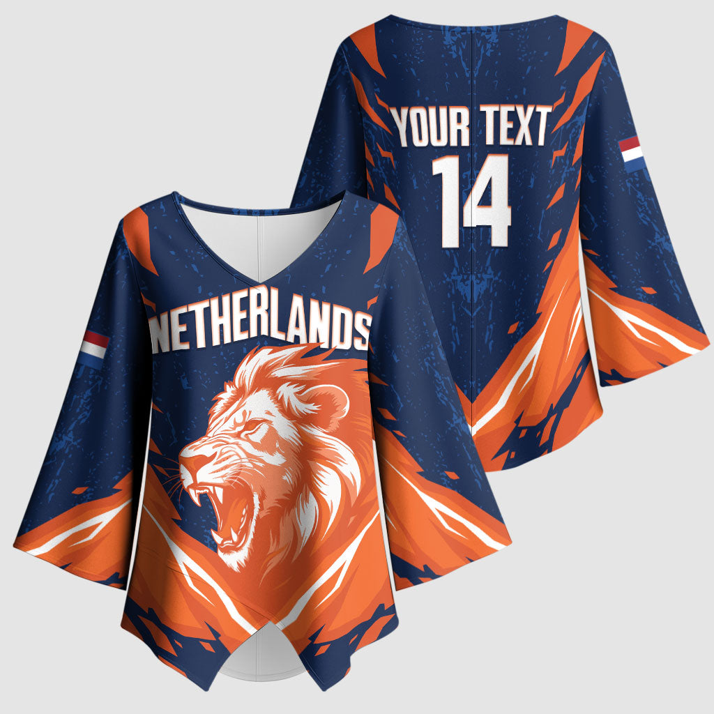 Custom Netherlands 2026 Football Kimono Sleeve Blouse Go Oranje Majestic Lion
