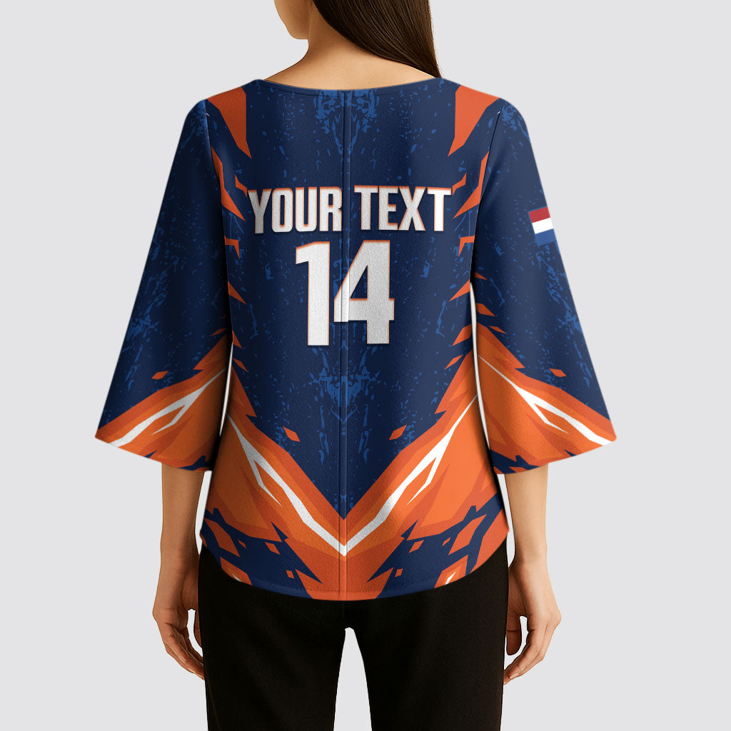 Custom Netherlands 2026 Football Kimono Sleeve Blouse Go Oranje Majestic Lion
