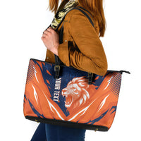 Custom Netherlands 2026 Football Leather Tote Bag Go Oranje Majestic Lion