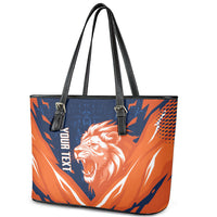 Custom Netherlands 2026 Football Leather Tote Bag Go Oranje Majestic Lion