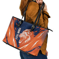 Custom Netherlands 2026 Football Leather Tote Bag Go Oranje Majestic Lion