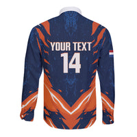 Custom Netherlands 2026 Football Long Sleeve Button Shirt Go Oranje Majestic Lion