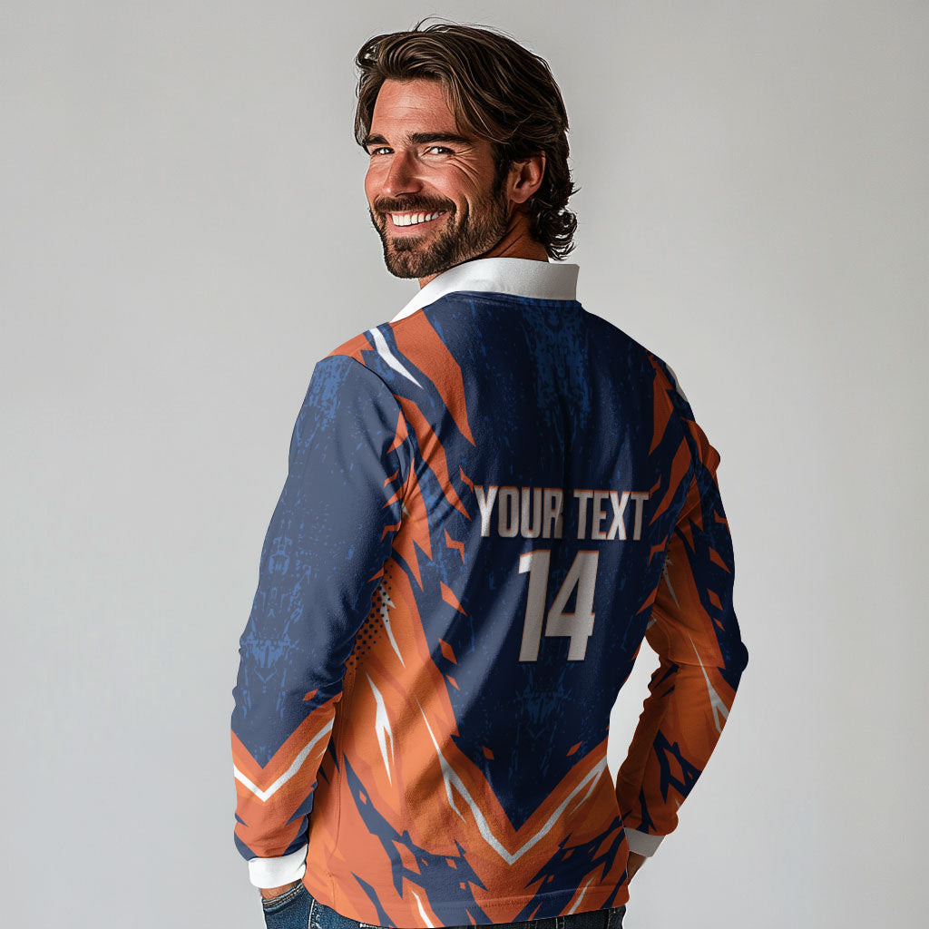 Custom Netherlands 2026 Football Long Sleeve Polo Shirt Go Oranje Majestic Lion