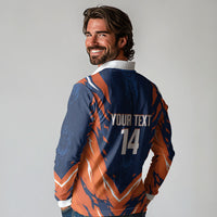 Custom Netherlands 2026 Football Long Sleeve Polo Shirt Go Oranje Majestic Lion