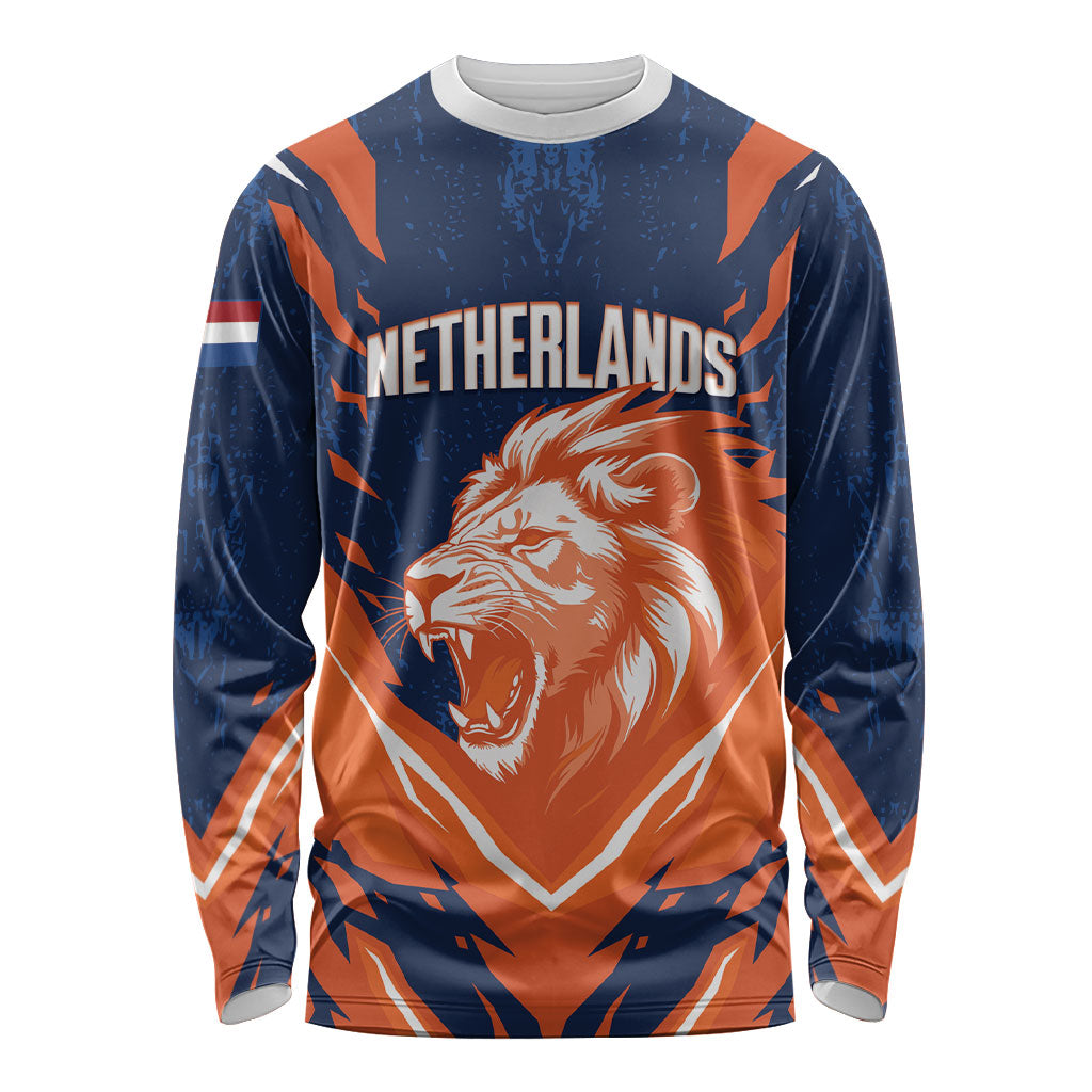 Custom Netherlands 2026 Football Long Sleeve Shirt Go Oranje Majestic Lion