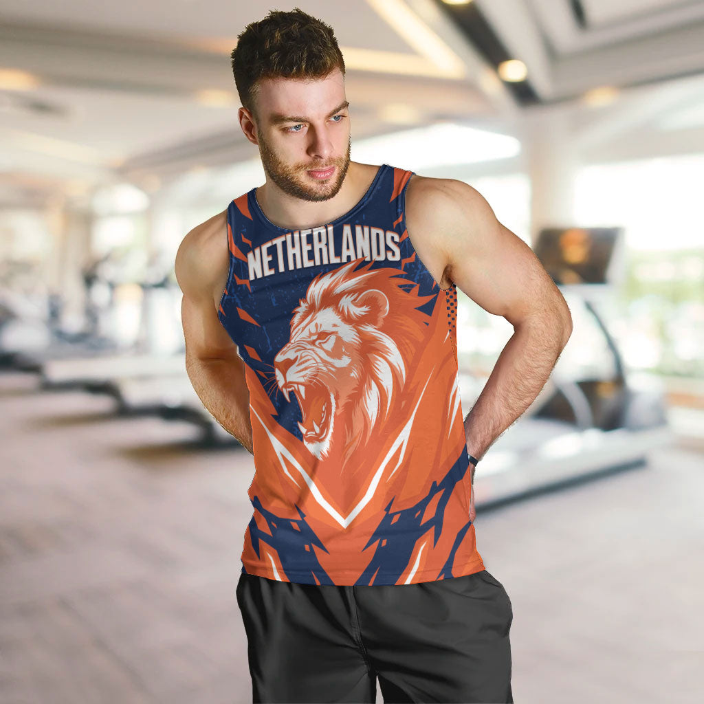 Custom Netherlands 2026 Football Men Tank Top Go Oranje Majestic Lion