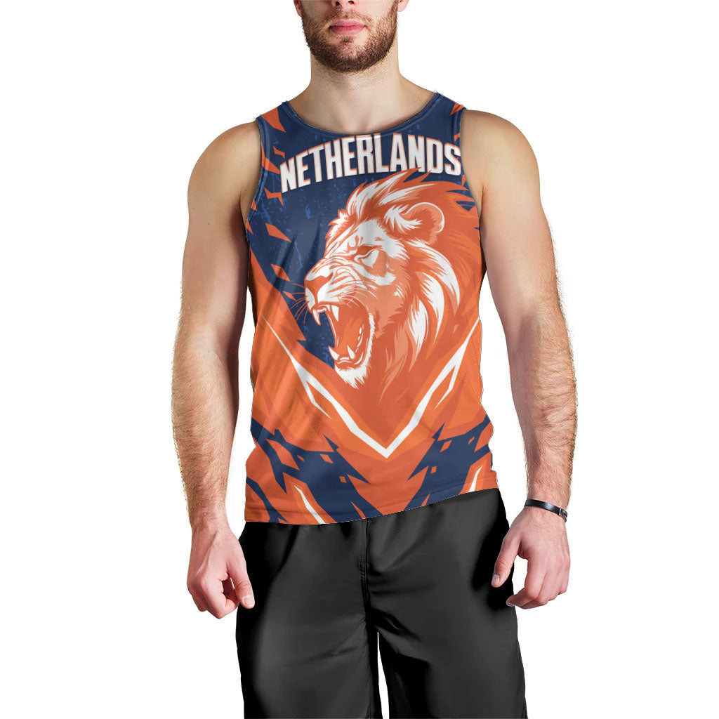 Custom Netherlands 2026 Football Men Tank Top Go Oranje Majestic Lion