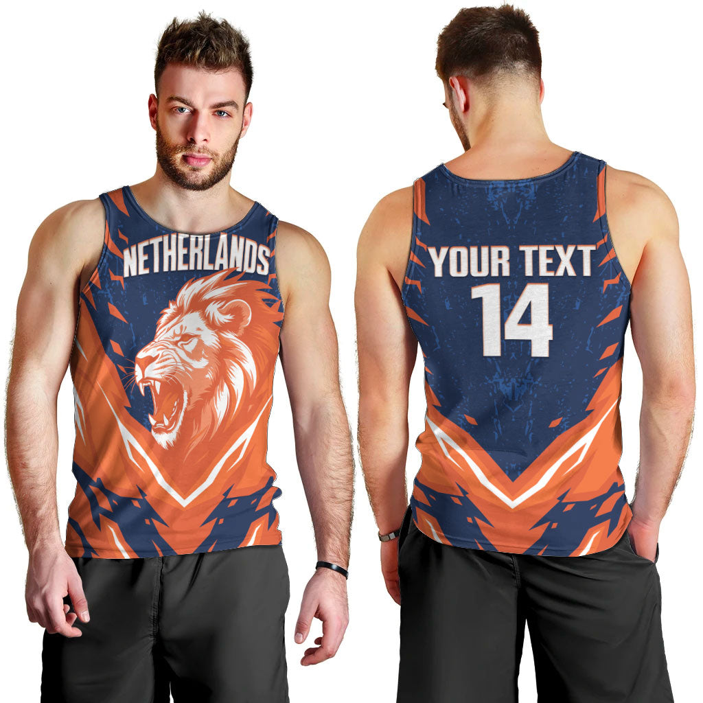 Custom Netherlands 2026 Football Men Tank Top Go Oranje Majestic Lion
