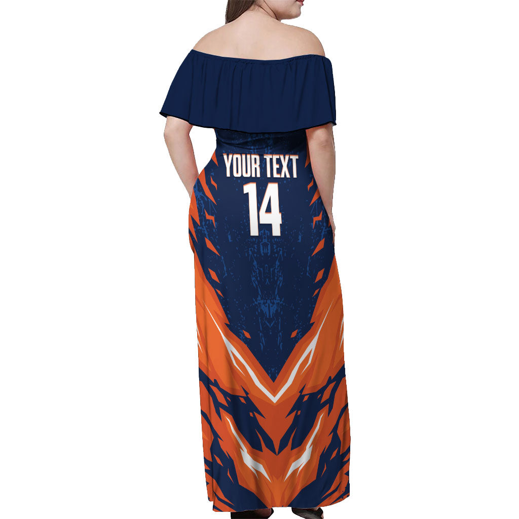 Custom Netherlands 2026 Football Off Shoulder Maxi Dress Go Oranje Majestic Lion