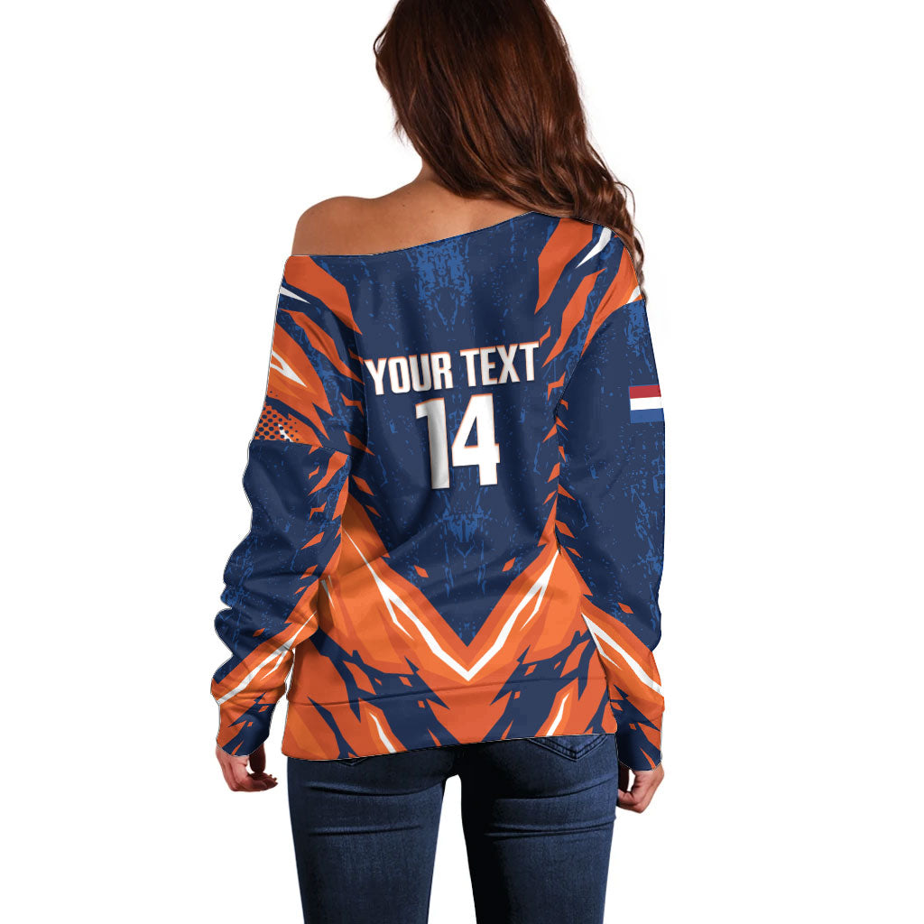 Custom Netherlands 2026 Football Off Shoulder Sweater Go Oranje Majestic Lion