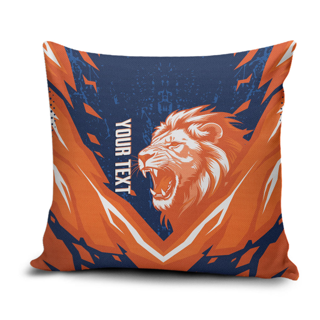 Custom Netherlands 2026 Football Pillow Cover Go Oranje Majestic Lion