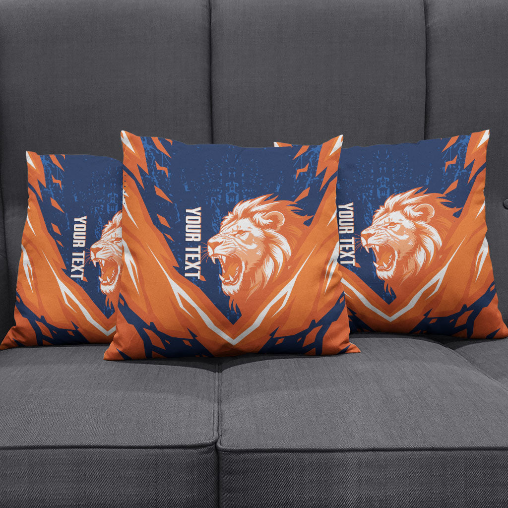 Custom Netherlands 2026 Football Pillow Cover Go Oranje Majestic Lion