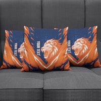 Custom Netherlands 2026 Football Pillow Cover Go Oranje Majestic Lion