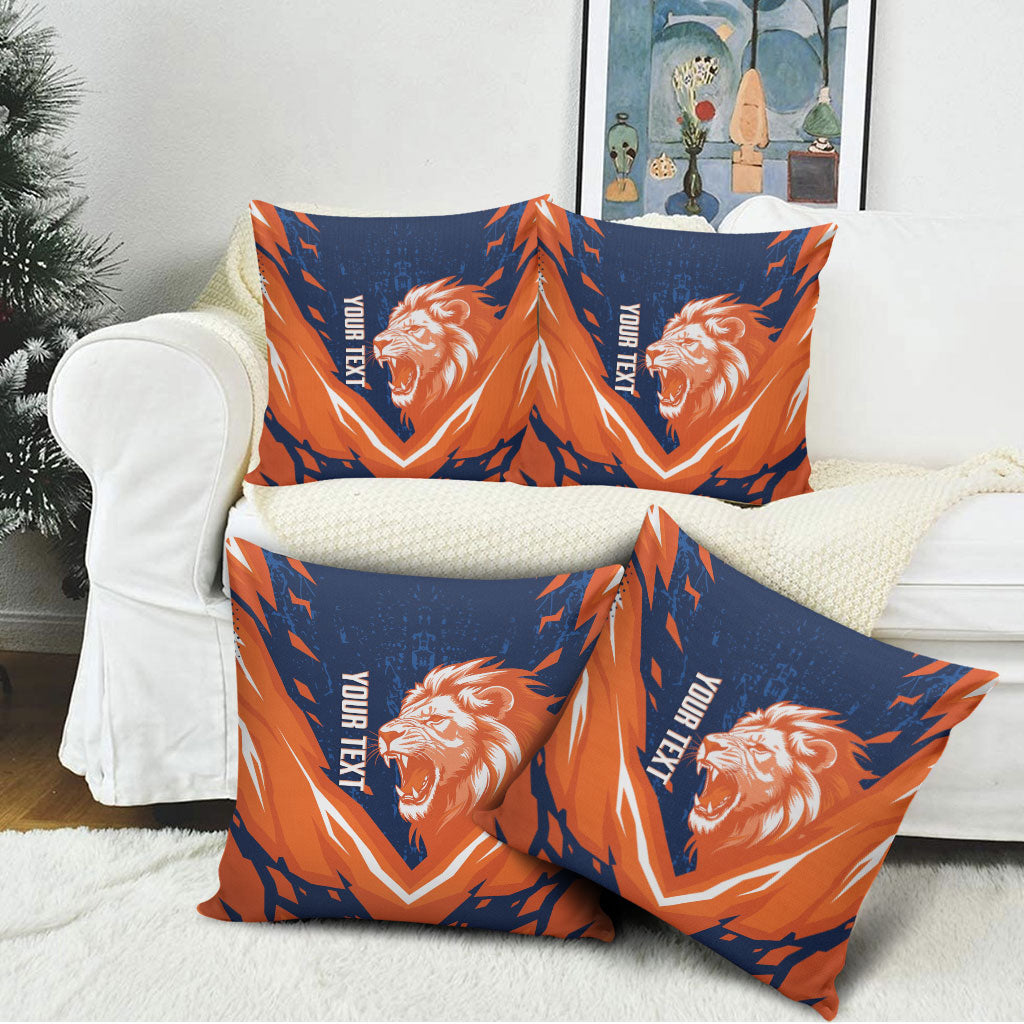 Custom Netherlands 2026 Football Pillow Cover Go Oranje Majestic Lion