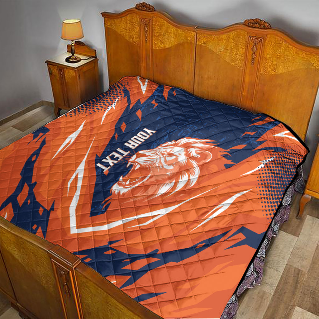 Custom Netherlands 2026 Football Quilt Go Oranje Majestic Lion