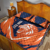 Custom Netherlands 2026 Football Quilt Bed Set Go Oranje Majestic Lion