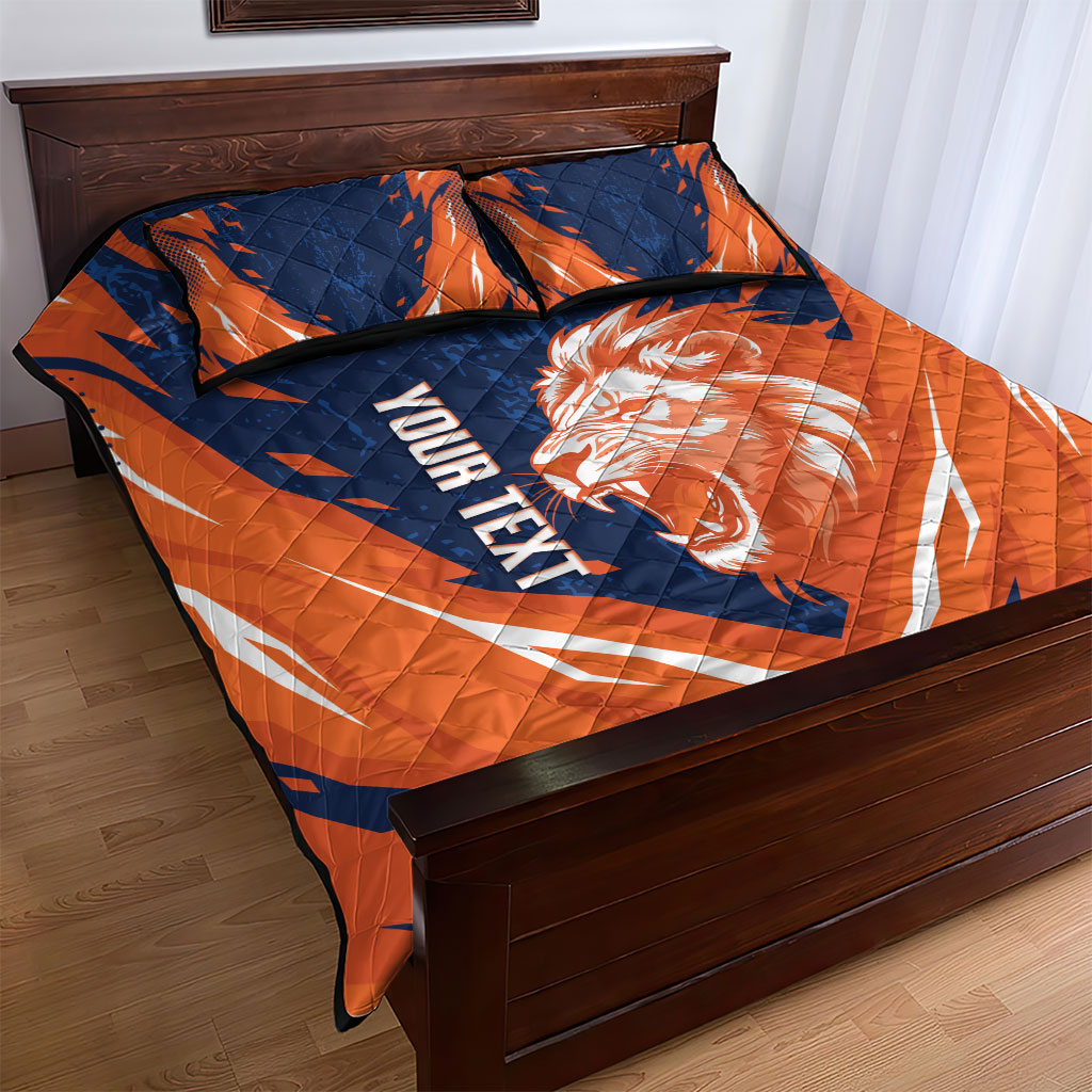 Custom Netherlands 2026 Football Quilt Bed Set Go Oranje Majestic Lion