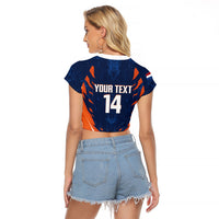 Custom Netherlands 2026 Football Raglan Cropped T Shirt Go Oranje Majestic Lion