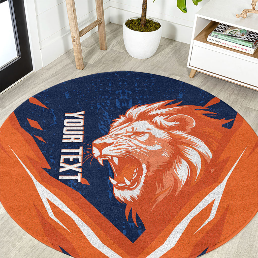 Custom Netherlands 2026 Football Round Carpet Go Oranje Majestic Lion